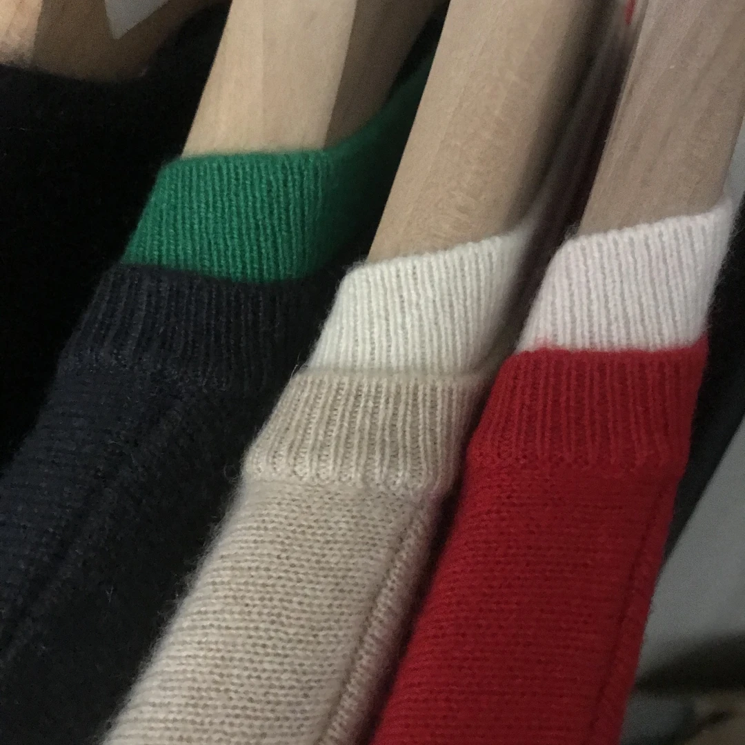 MJ2413一等品生态原绒100山羊绒双层领开衫春秋冬三季