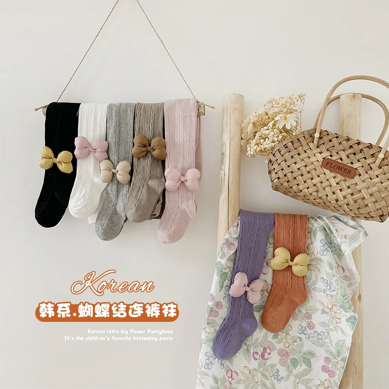 春秋精梳棉女童打底裤儿童连裤袜女宝宝打底袜中大童连体袜子