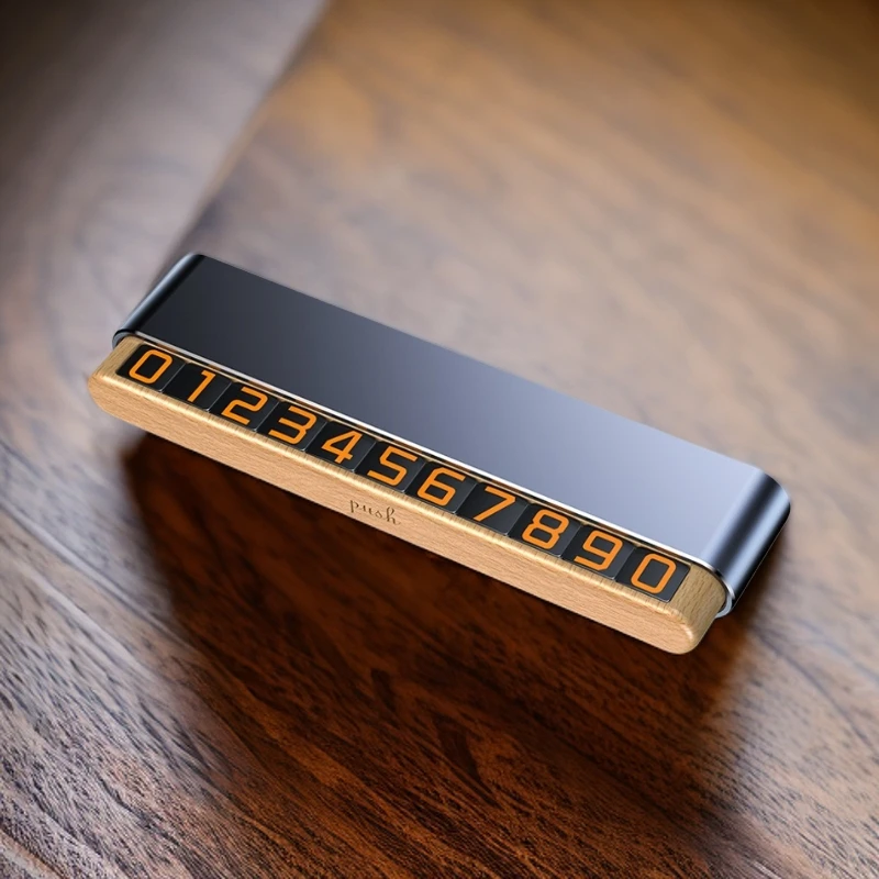 创意胡桃木挪车电话号码牌停车号码牌POPMART/泡泡玛特车上车牌