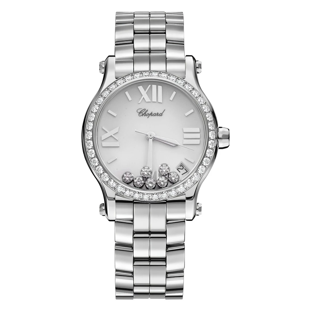99新 Chopard/萧邦 HAPPY DIAMONDS系列石英原钻腕表/WHT019426