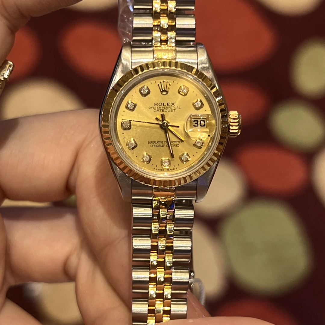 99新 Rolex/劳力士 表展69173金盘狗牙圈间金女表/后钻/WHP025243