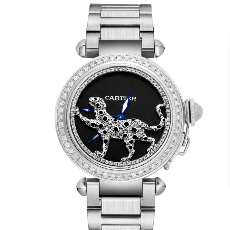 99新 Cartier/卡地亚 帕莎系列w31078m7腕表/后钻/豹子/WHT014116