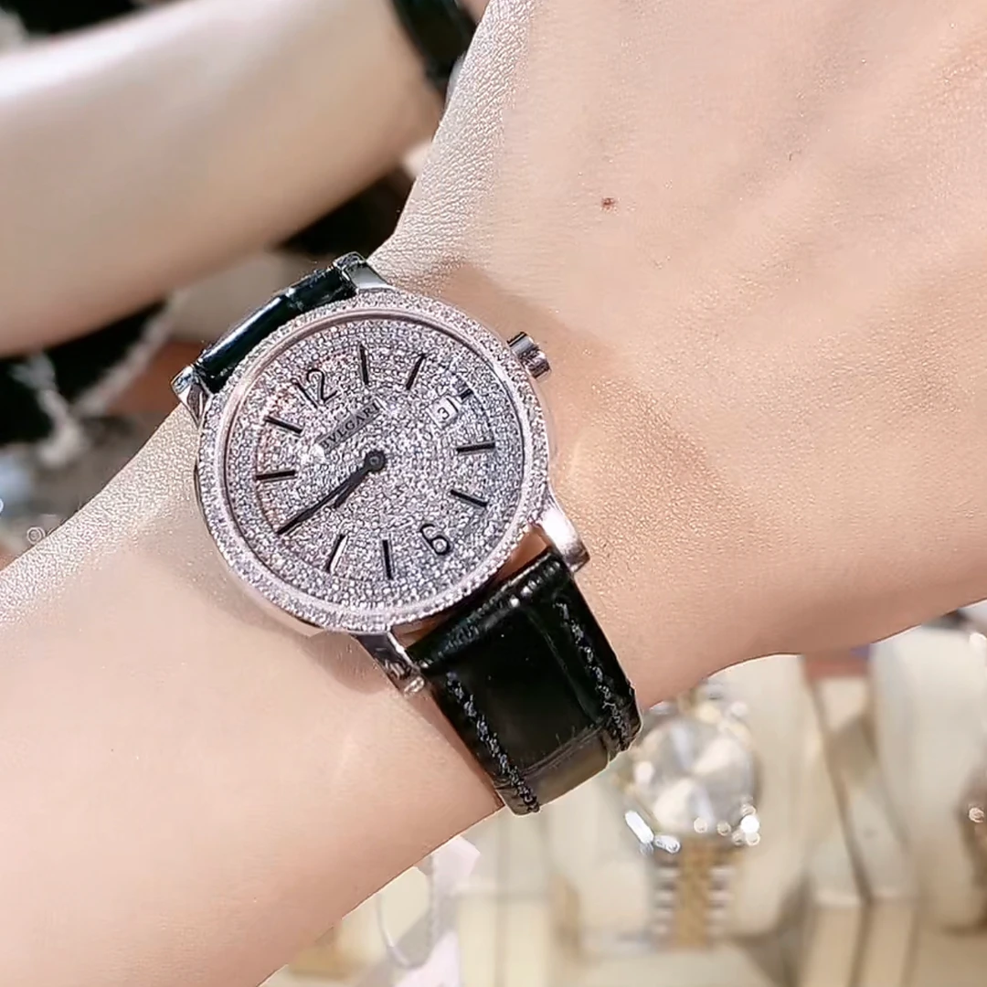 99新 BVLGARI/宝格丽 Solo Tempo系列29黑针黑字后钻表/WHT015425