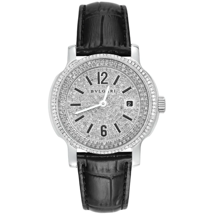 99新 BVLGARI/宝格丽 皮带35mm石英腕表/后钻满天星/WHT026940