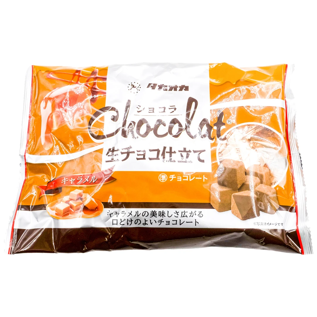 现货日本进口高岗Takaoka焦糖味生巧克力网红休闲丝滑零食140g