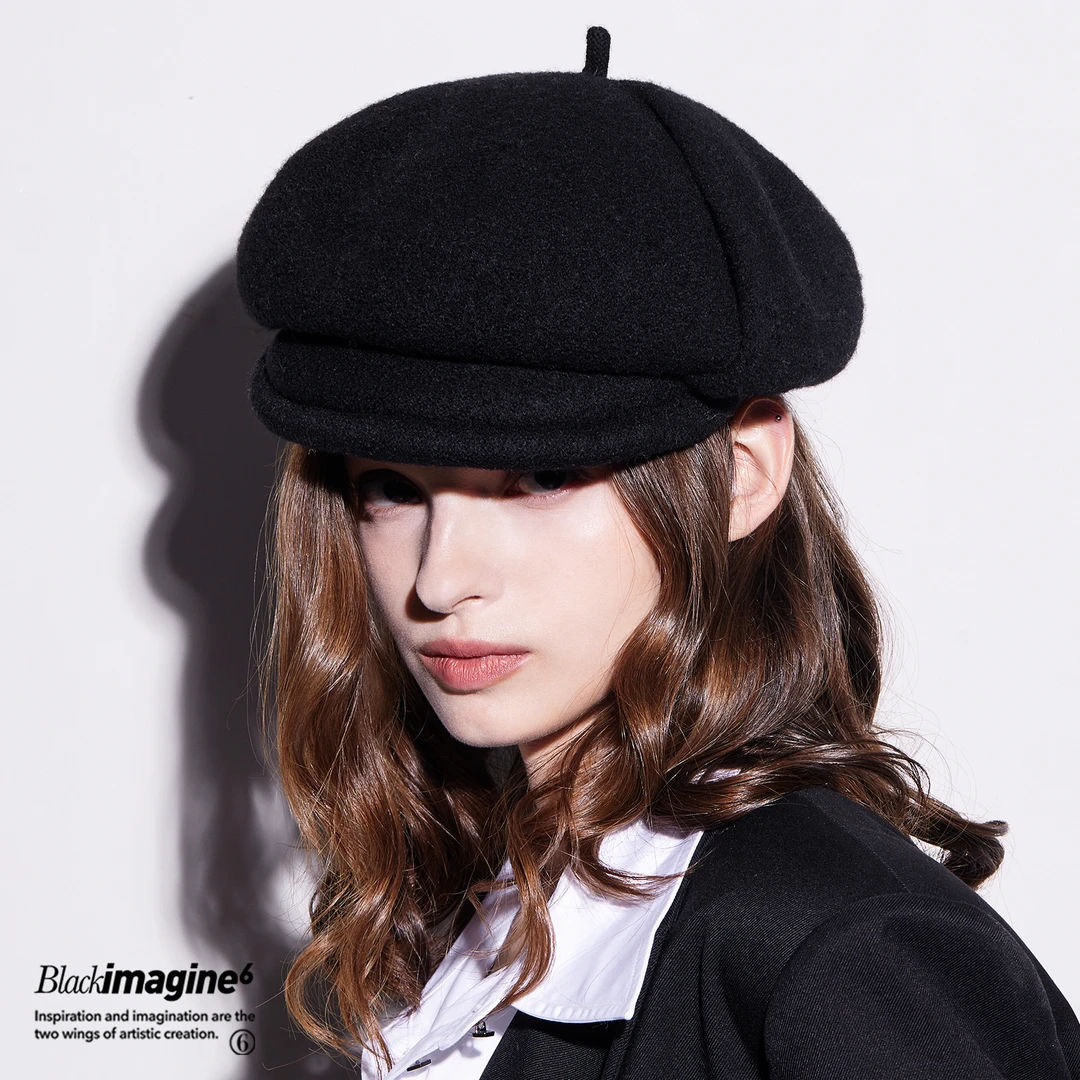 black imagine6【羊毛画家贝雷帽】原创时髦百搭画家贝雷帽软萌