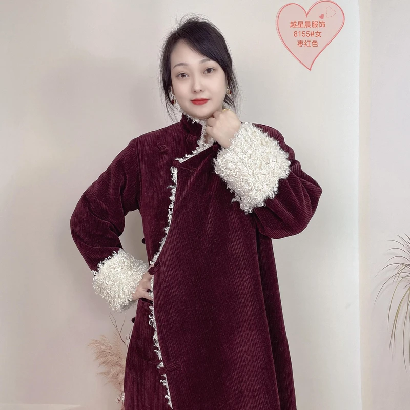新款藏式中长款雪尼尔女士冬季藏装棉衣棉服加绒保暖冬装外套上衣