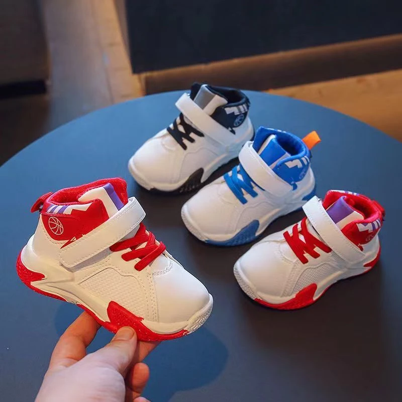 新款春秋儿童潮流小童篮球鞋透气运动鞋男1高帮鞋女童学步鞋1-5岁