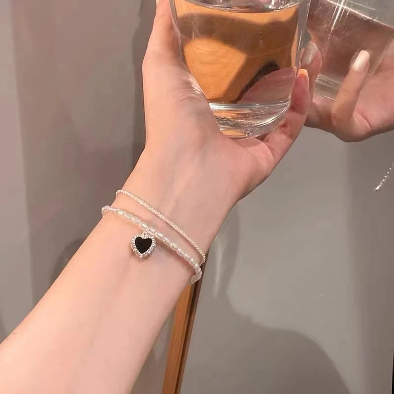 铜合金手链 双层叠戴式爱心手链s398