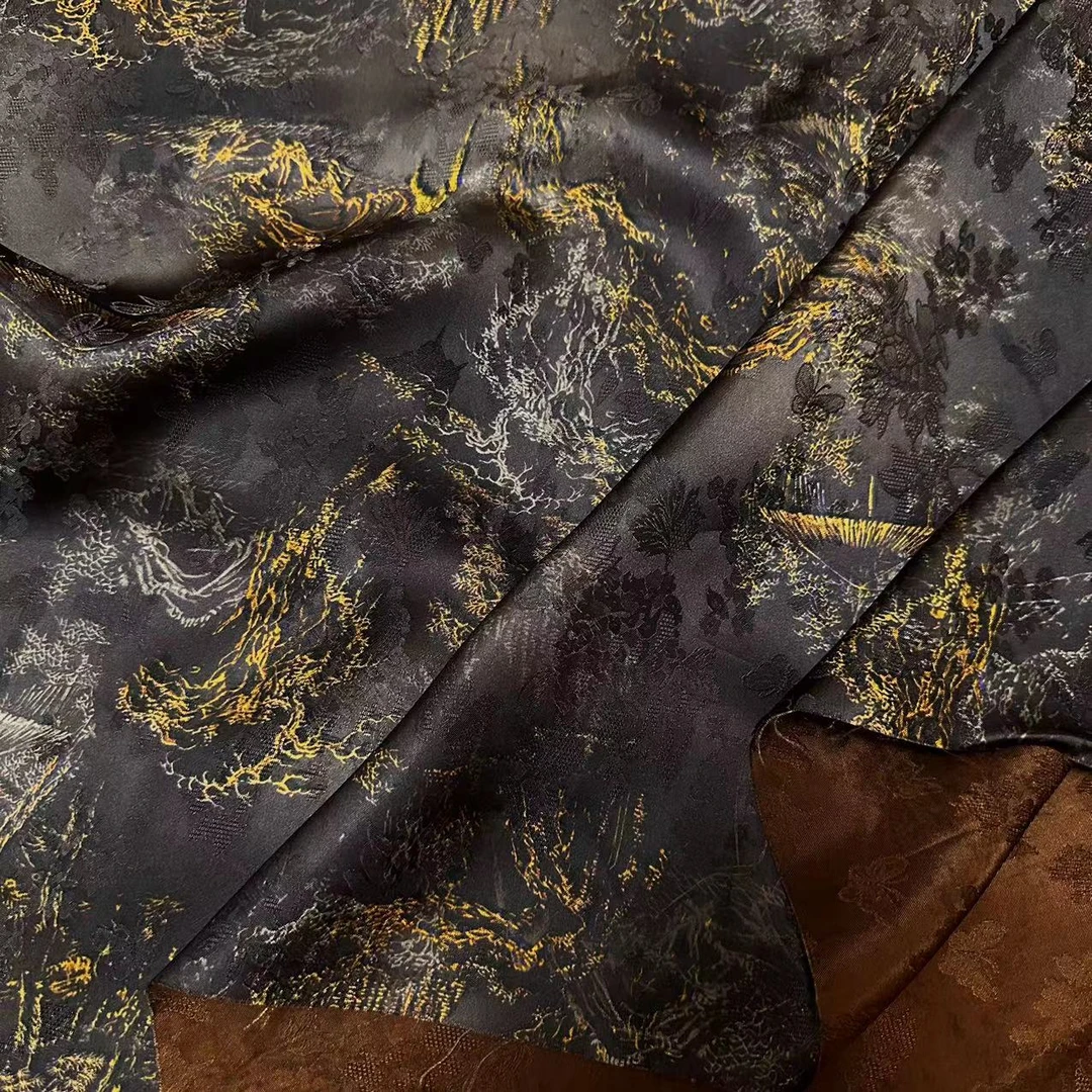 【香云纱】重磅真丝香云纱三经绞罗100%真丝布面料【24号花型】