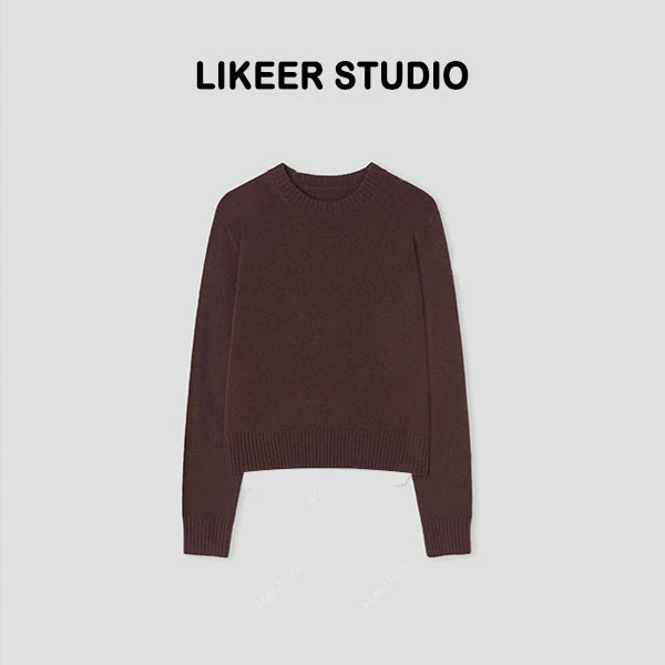 【糯米绵羊毛】经典百搭休闲纯色针织圆领套头毛衣简约秋冬F027