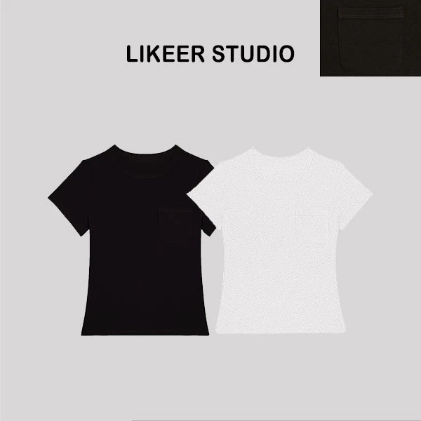 【口袋T】天丝设计师款百搭凉感圆领短袖T恤透气显瘦休闲上衣S892