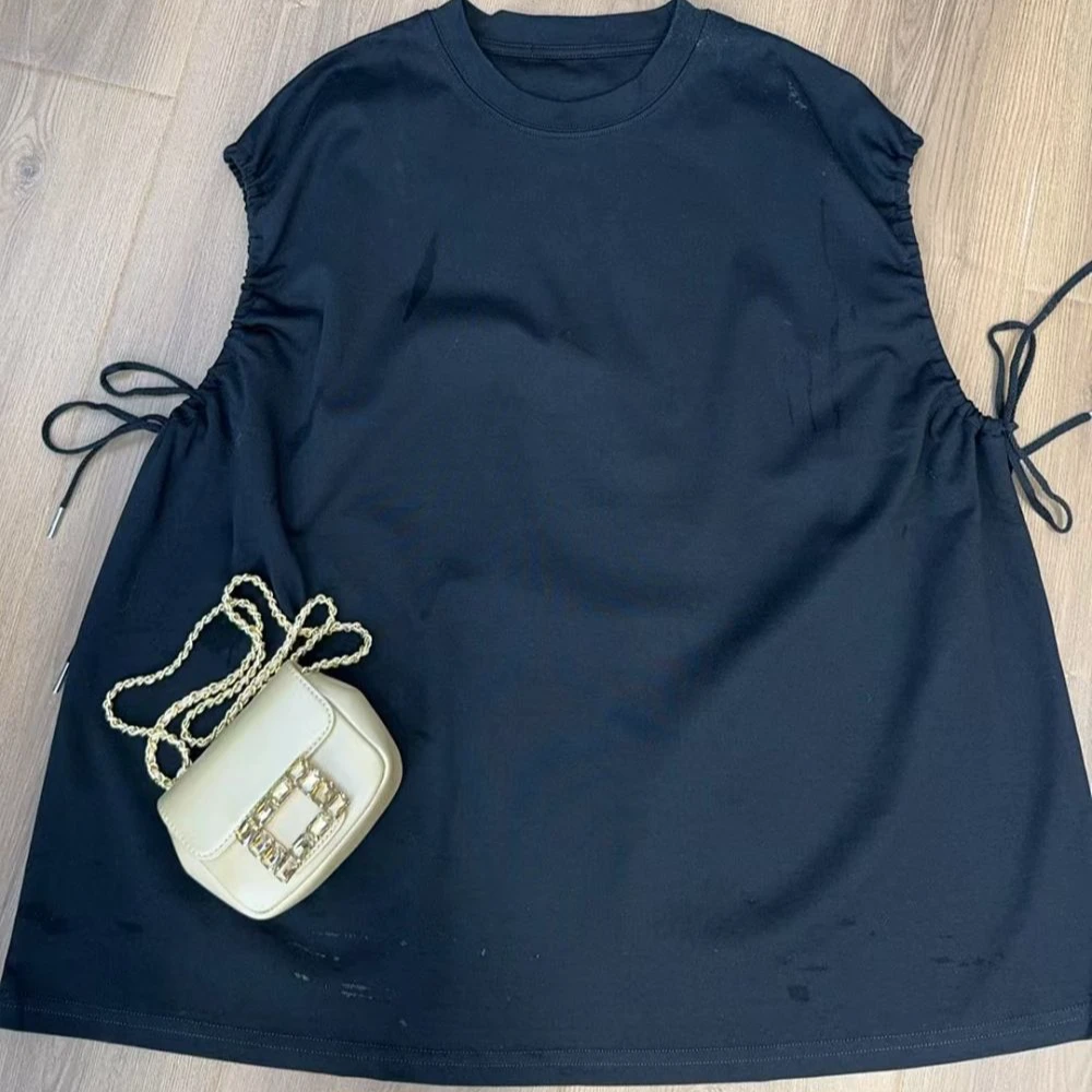 【故里】夏季小个子百搭休闲宽松无袖女士T恤 241148