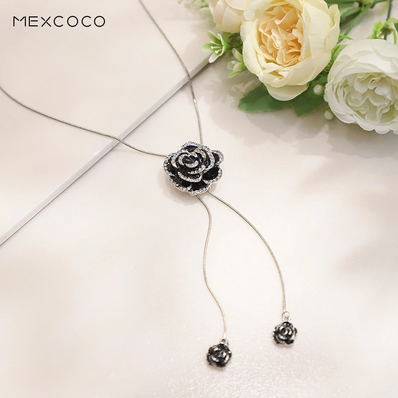 不锈钢亚克力项链 小香风气质轻奢简约黑色时尚百搭项链 M3XQ0139