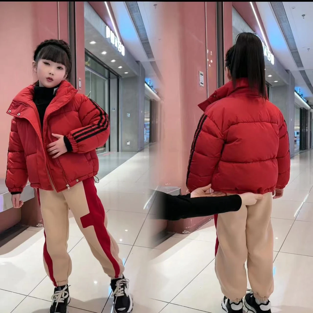 女童棉服2023新款洋气儿童装棉服大童冬装加厚外套面包服套装