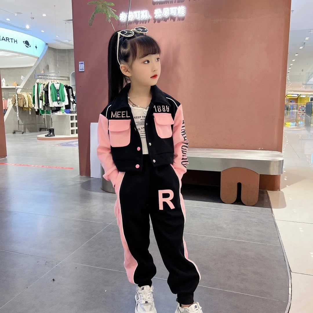 女童装春装工装休闲套装时髦洋气2023新款儿童春秋款中大童两件套