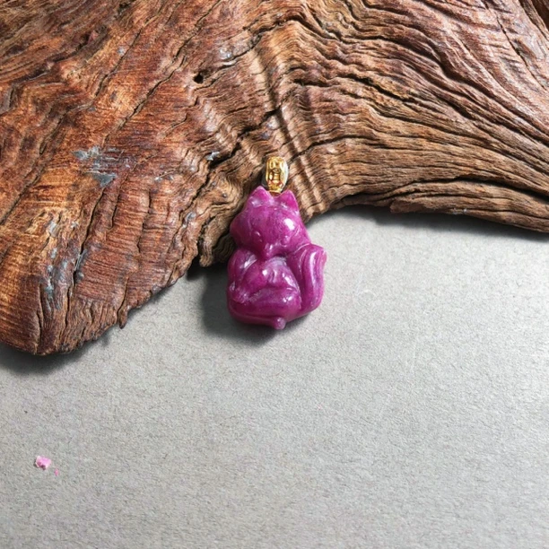 【圣芭黎】天然红宝石吊坠G凤九18K14/21多样性发一C2609