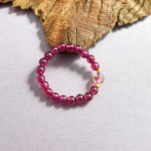 【圣芭黎】天然石榴石戒指超七4-3多样性发一D1069