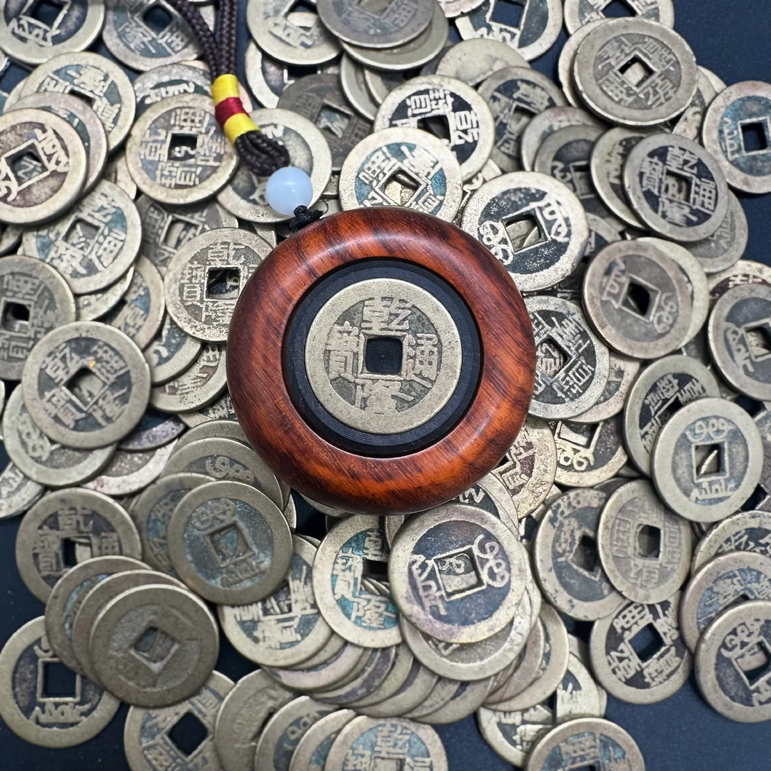 清乾隆通宝钱转手把件双面转钱/朝阳文物/解压手把件古董礼品