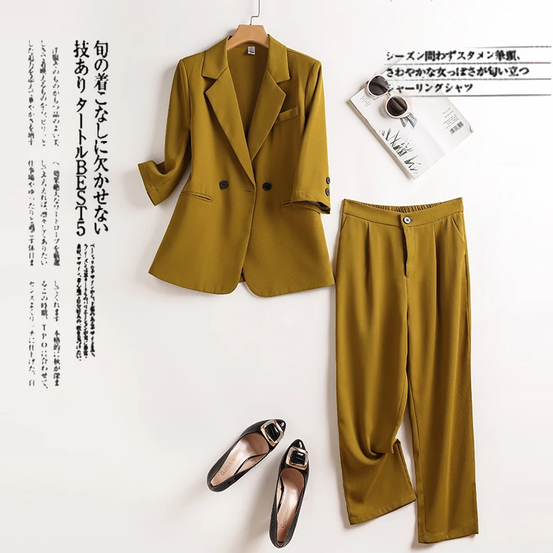 A650新款夏季时尚女士职业西服外套套装上衣+裤子韩版西装