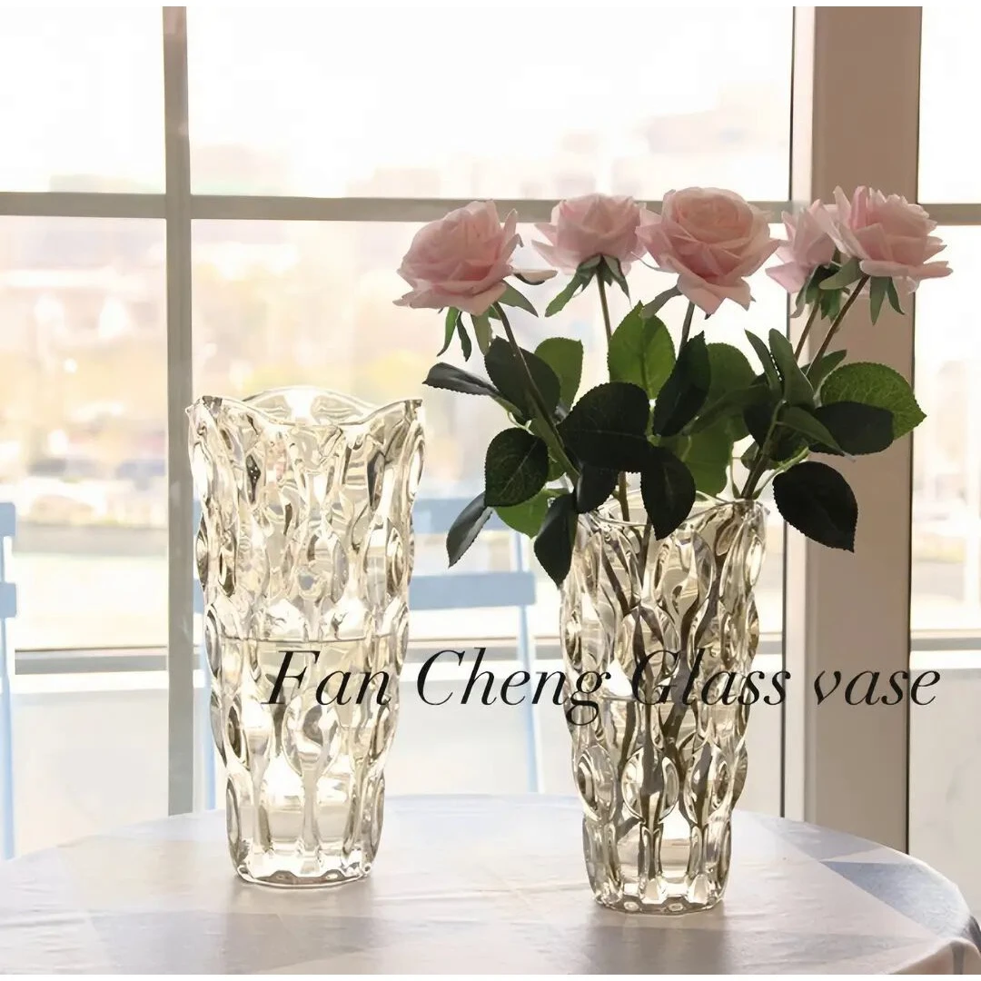 花瓶ins风高颜值波西米亚水晶玻璃流光敞口水培客厅插花花瓶D430