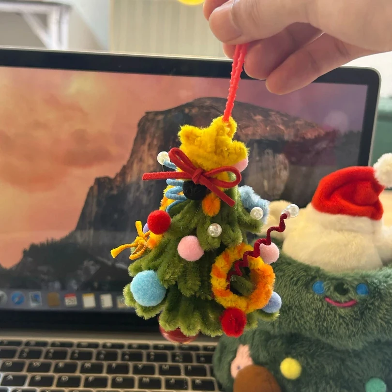 圣诞树挂件扭扭棒diy材料包手工编织自制包挂件情侣挂件Q135