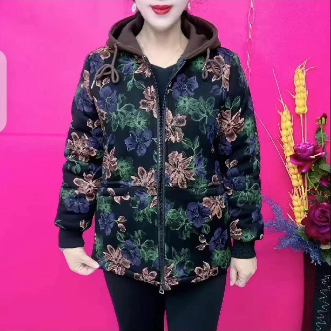 中年妈妈装时尚休闲连帽宽松春秋春季