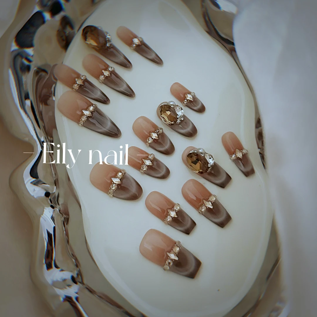 【焦糖琥珀】EilyNail设计师轻奢高定纯手工穿戴甲美拉德色系猫眼
