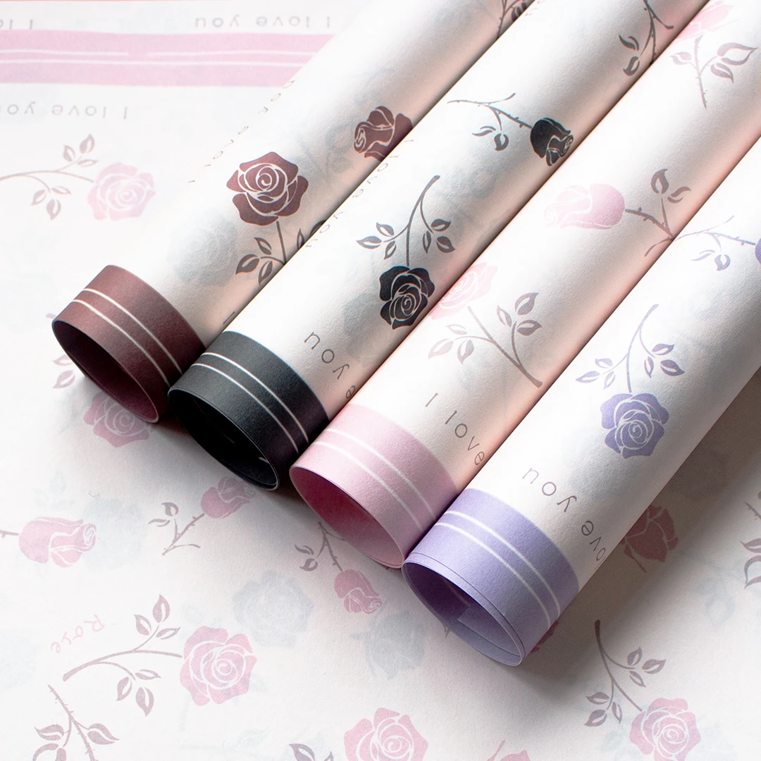 H H 玫瑰之恋防水木棉纸 鲜花花束包花纸diy花艺印花包装纸