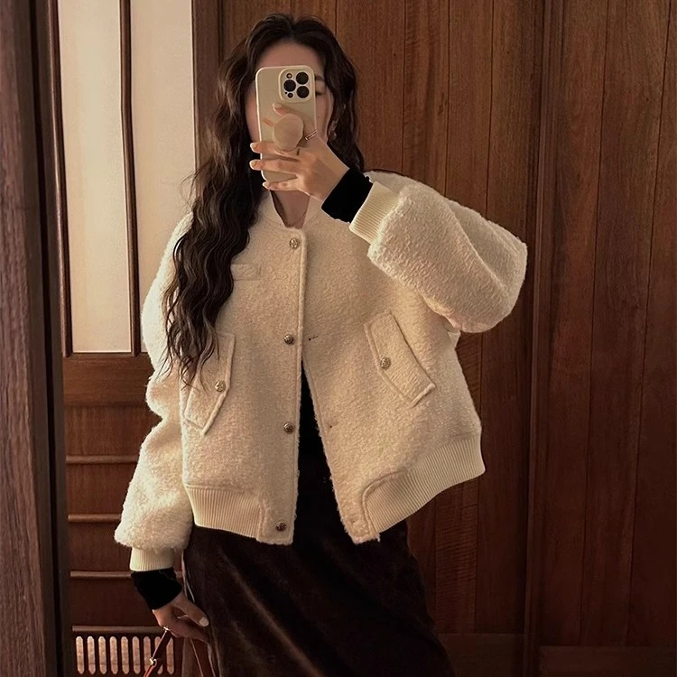 三吉黑花【软呢啵啵】复古美式软呢棒球服 SJW1011