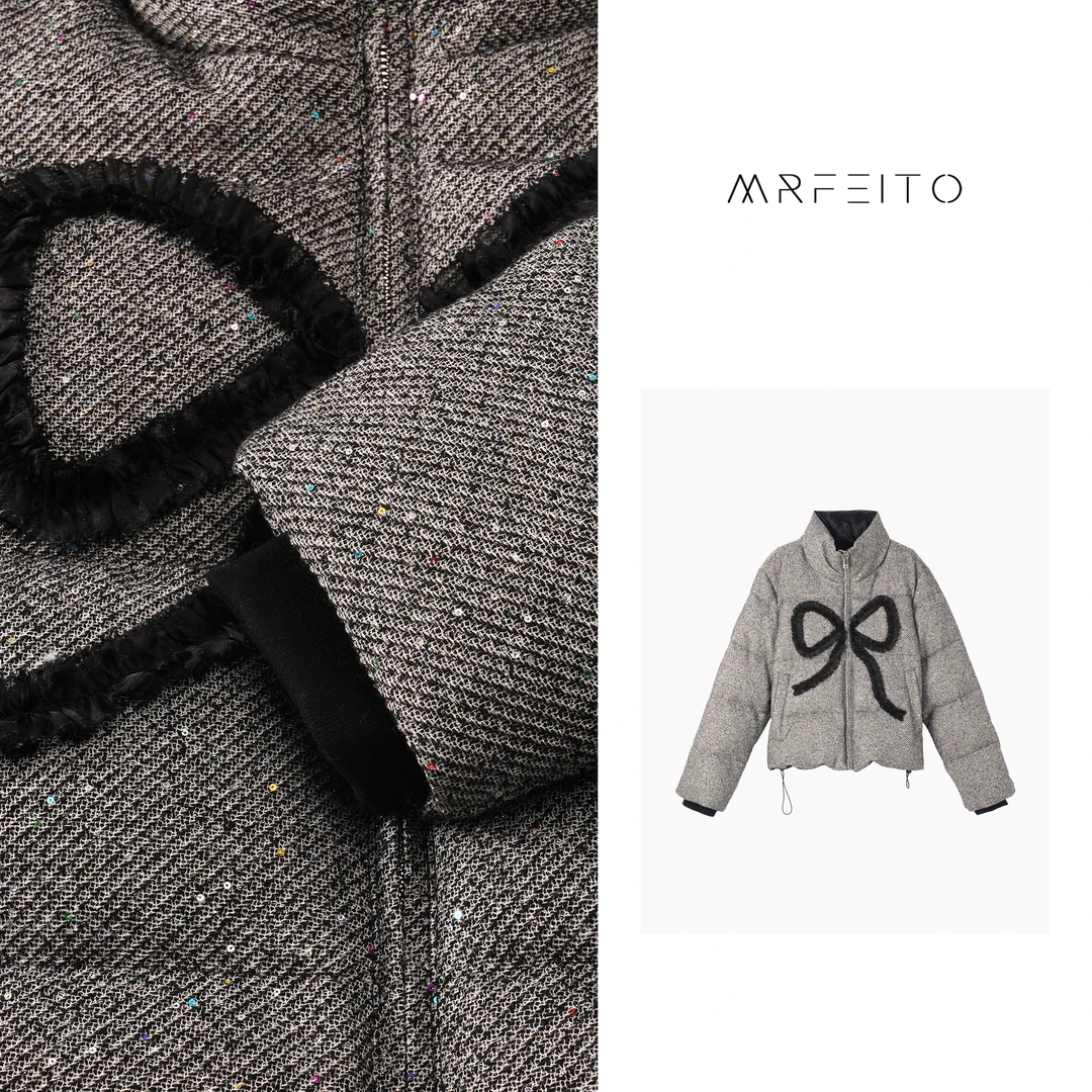 MRFEITO【浮生记】立体蝴蝶结粗花呢亮片羽绒服H1119YR01D29383