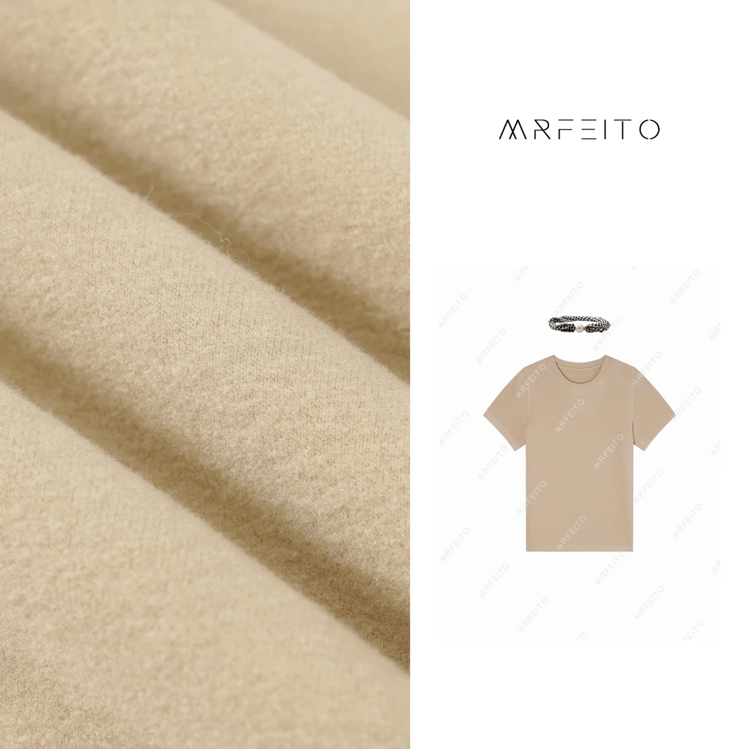 MRFEITO【情有独钟】时尚休闲圆领丝巾女士短袖T恤H16TX01Q27787