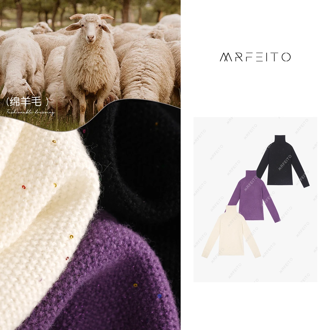 MRFEITO【闪烁星海】女士时尚亮钻显瘦女士针织衫H869M01D29290