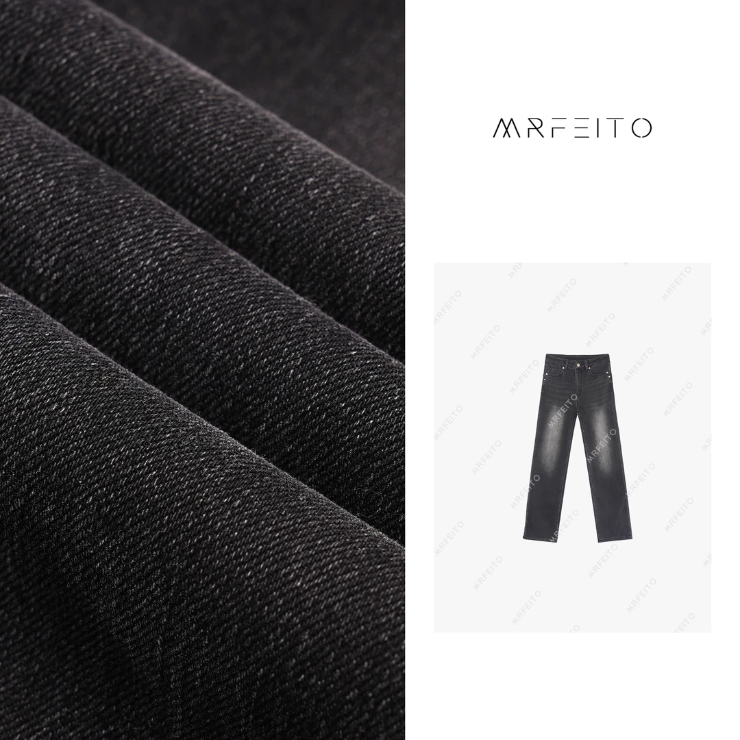 MRFEITO【热coco】加绒直筒复古显瘦法棍牛仔裤H227K01D29126