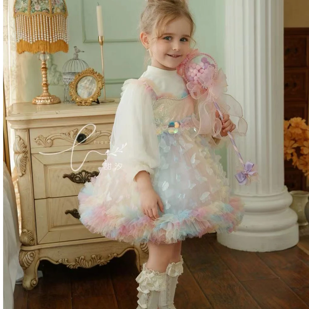 【彩蝶】2024新款重工彩虹蝴蝶公主裙250007