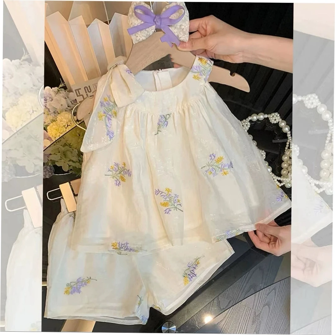 韩版女童背心套装2024新款夏装儿童短裤两件时髦女宝宝洋气89179