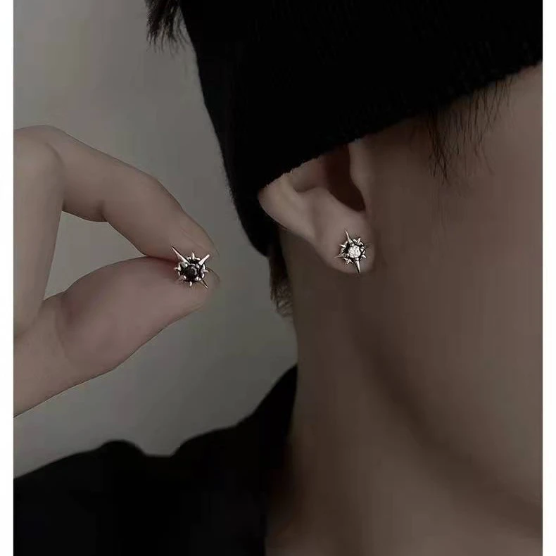 钛钢耳饰 钛钢耳饰 北极星银耳钉男女潮流个性男生痞帅耳饰