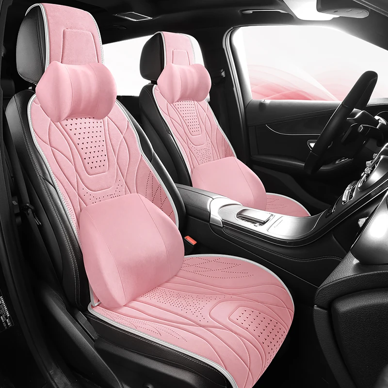 2024年新款高奢款麂皮绒汽车坐垫四季马鞍垫半包座垫