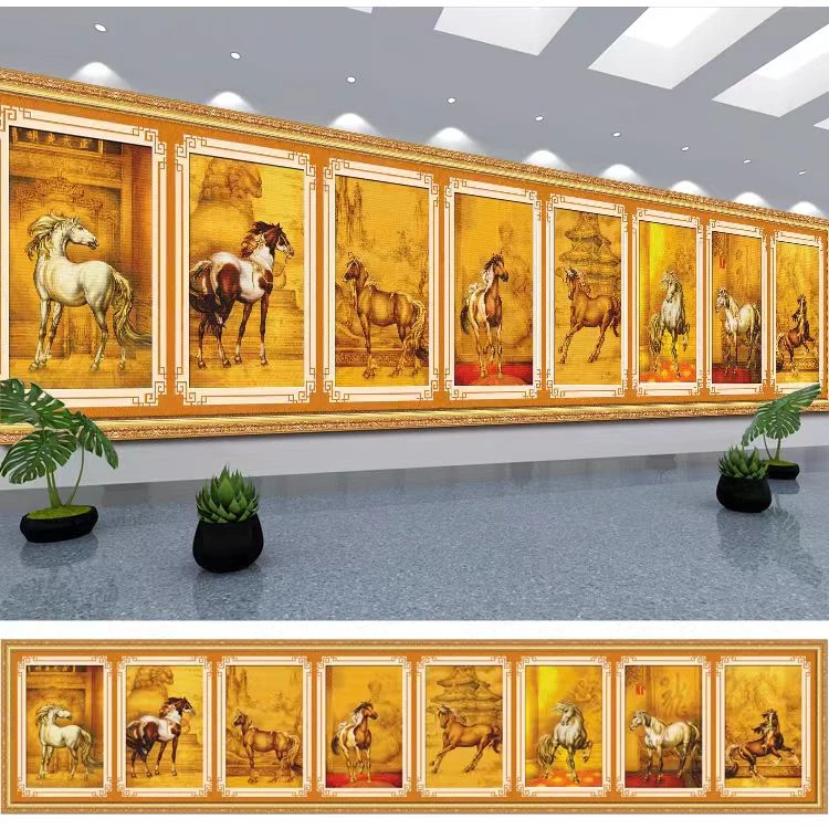 乾隆八骏十字绣全套线绣自己绣非成品