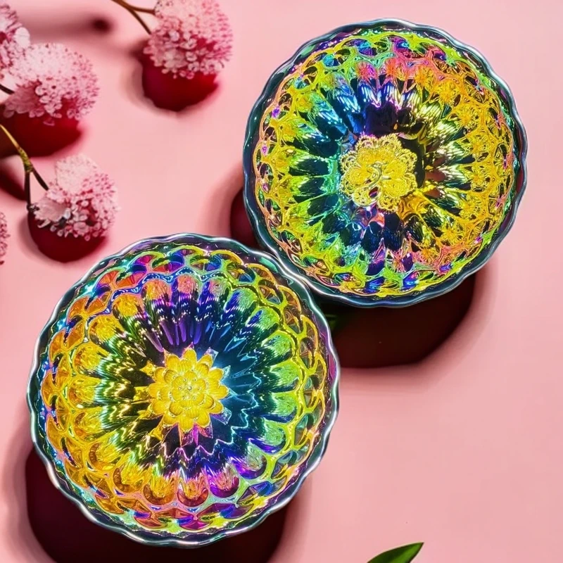 【妖妃孔雀莲花对杯】高端酒杯茶具主人杯手绘茶盏高档创意摆件陶瓷