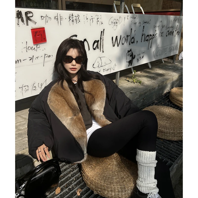 catyanna『美式派对』时髦洋气青根貂毛派克女鹅绒皮草外套2024冬