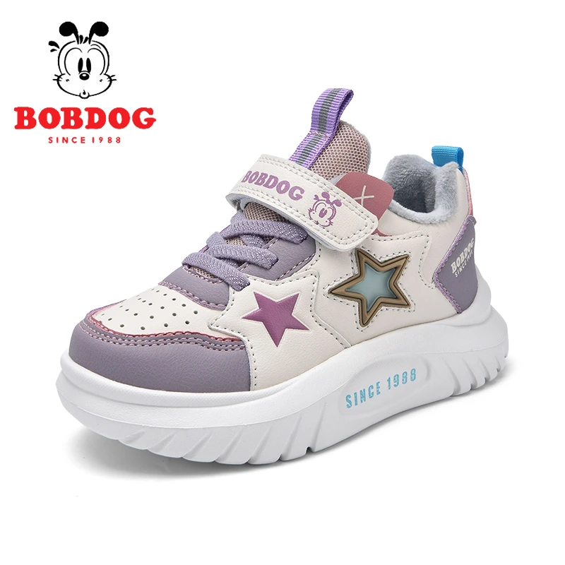 巴布豆儿童板鞋2024冬季新款软底百搭运动鞋中大童户外加绒休闲鞋