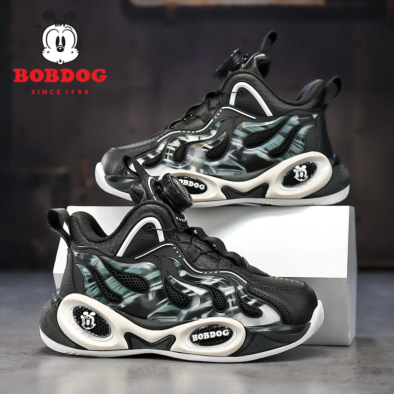 巴布豆女童校园爆款篮球鞋2024春秋新款皮面防水中大童运动鞋