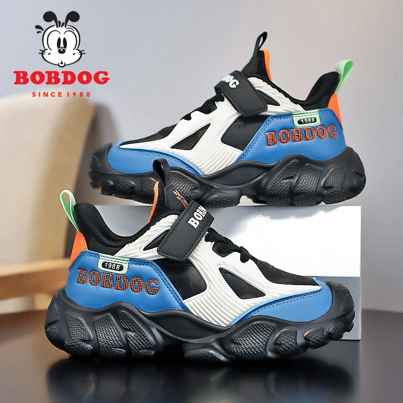 巴布豆儿童运动鞋新款秋冬皮面防水透气男童休闲鞋中大童鞋子男孩