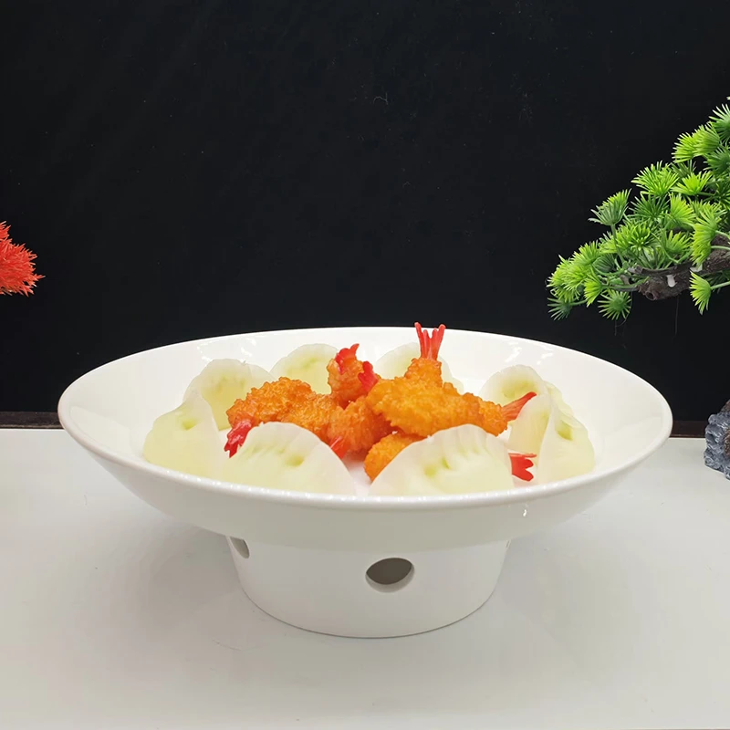 10寸024圆形保温明炉盘套装商用家用创意白色圆形简约陶瓷中式