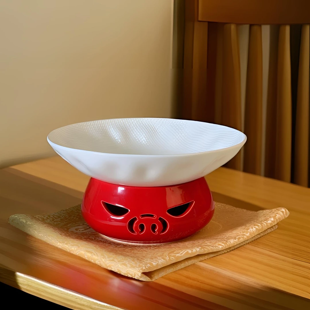 新款9.5英寸衣格炉斗碗金钱猪盘商用家用酒店陶瓷老式韩式盘子