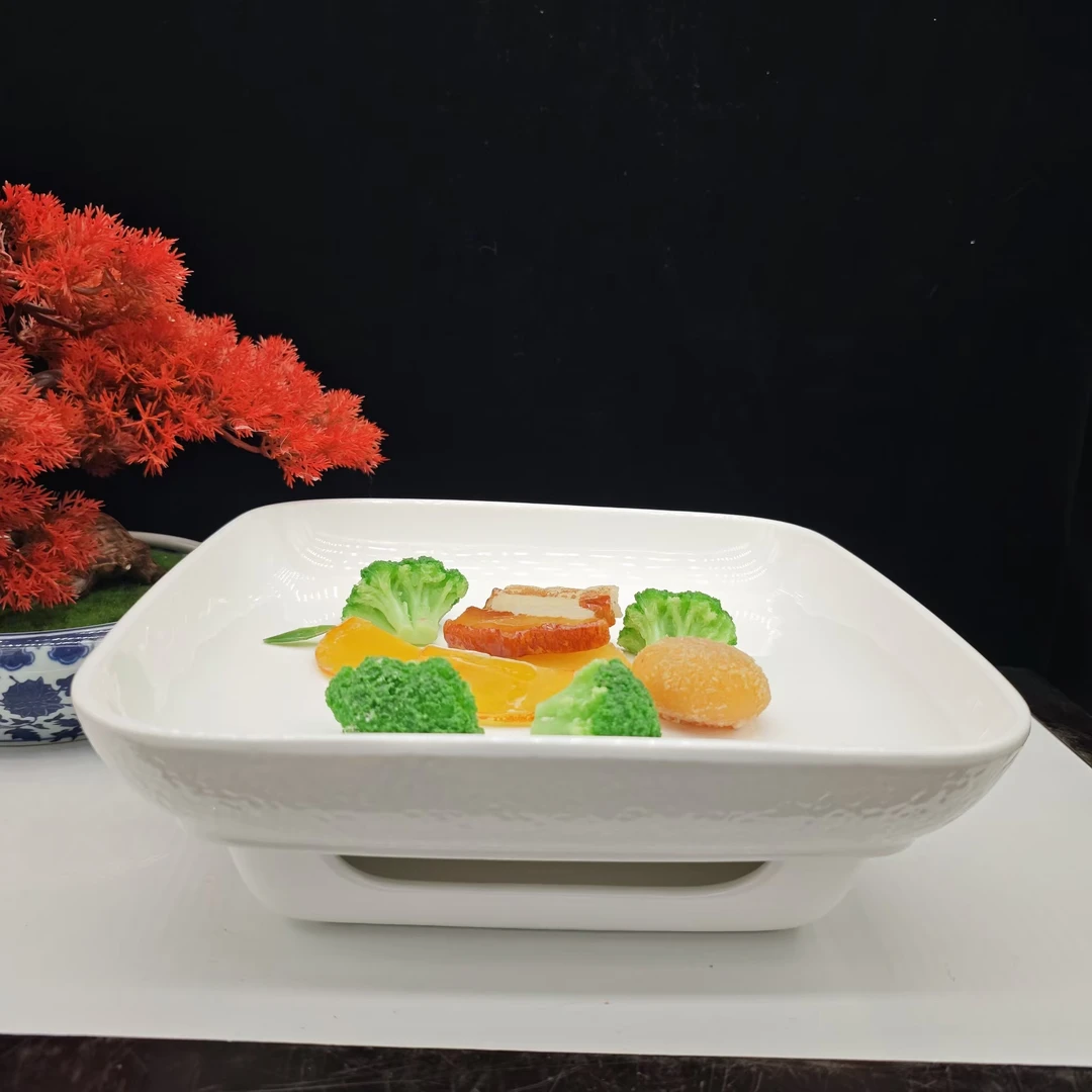 白瓷祥瓷正方明炉套装家用商用纯白加厚陶瓷加厚