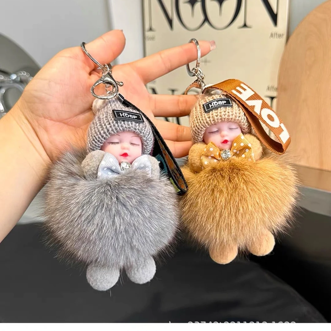 狐狸毛球挂件可爱毛绒公仔娃娃宝宝汽车钥匙扣挂件包包挂饰B11