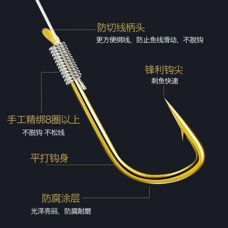 【主播补贴】纯手工绑好高碳钢鱼钩钓大鱼耐磨野钓鱼钩