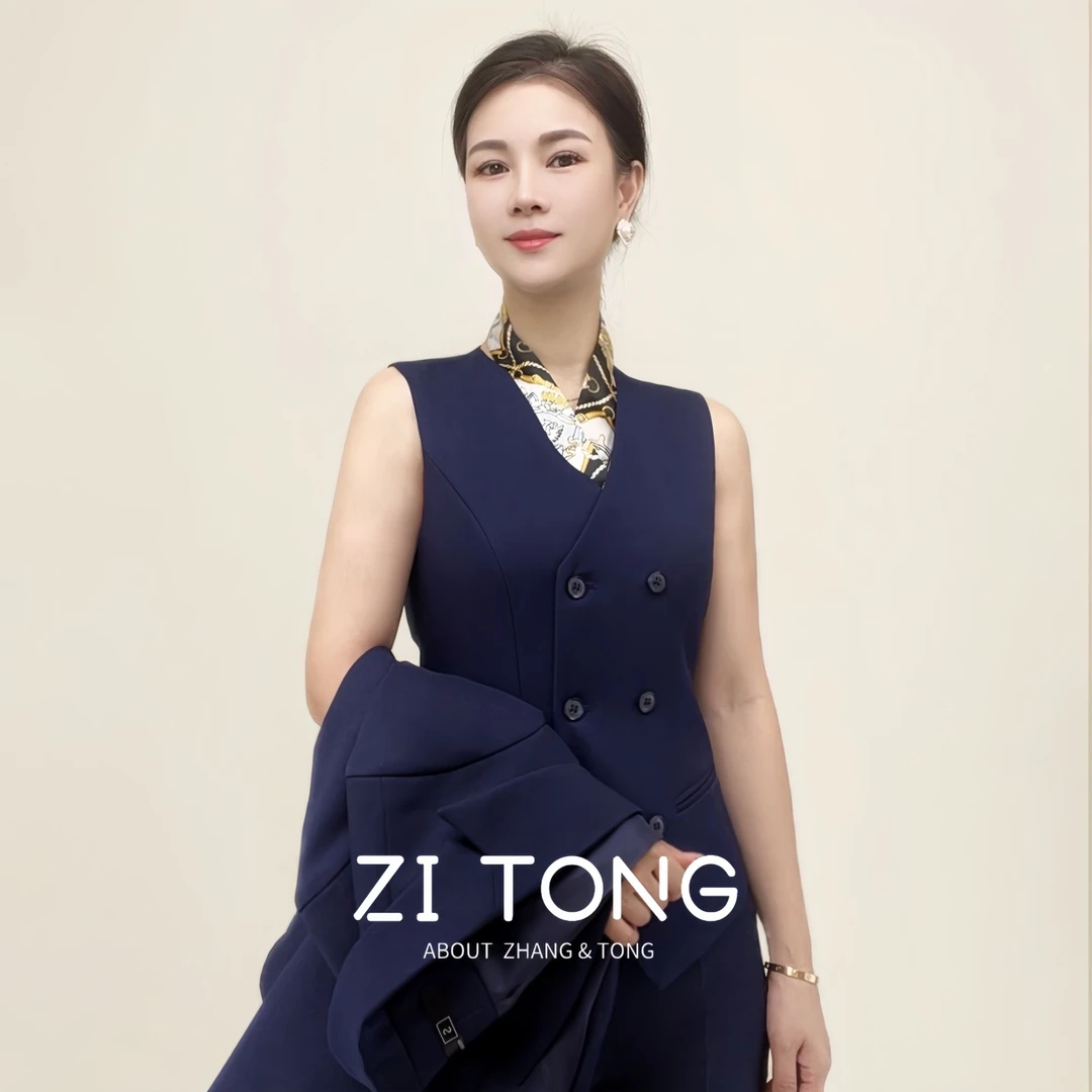 2024高档马甲气质时尚女士夏季秋季修身显瘦马夹商务双排扣藏青